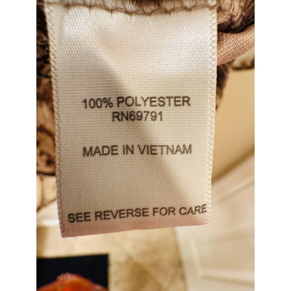 DressBarn Brown Tan Blouse Peekaboo Bell Sleeve Lined Elastic Hip Band Size XL - Picture 12 of 13